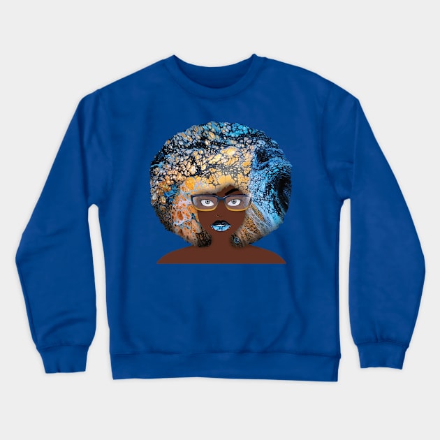 Galaxy Girl Blue & Gold Crewneck Sweatshirt by FinalBeatComics